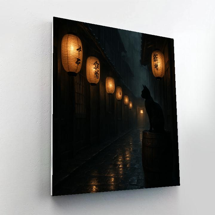 Black Cat Lantern Alley paint by number