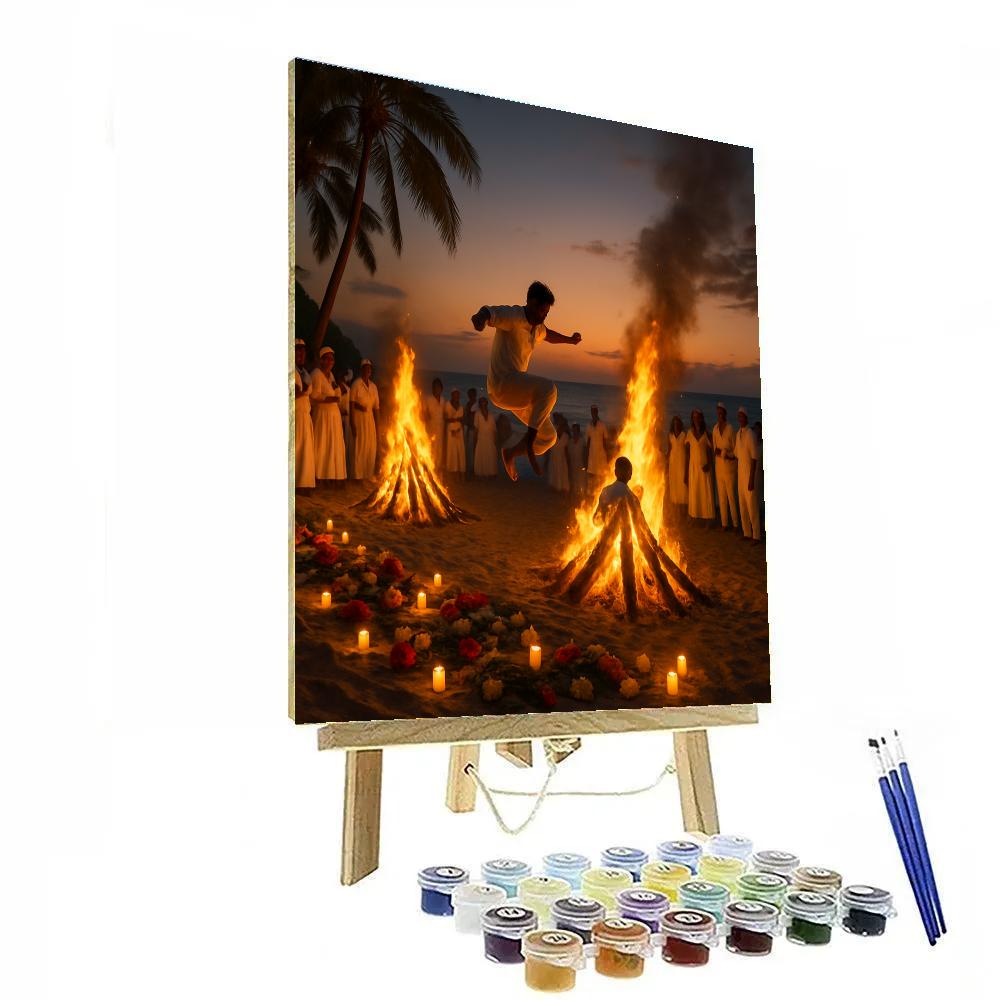 Dia De San Juan Bonfire On Caribbean Beach Paint by numbers kits