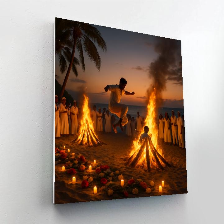 Dia De San Juan Bonfire On Caribbean Beach Paint by numbers kits