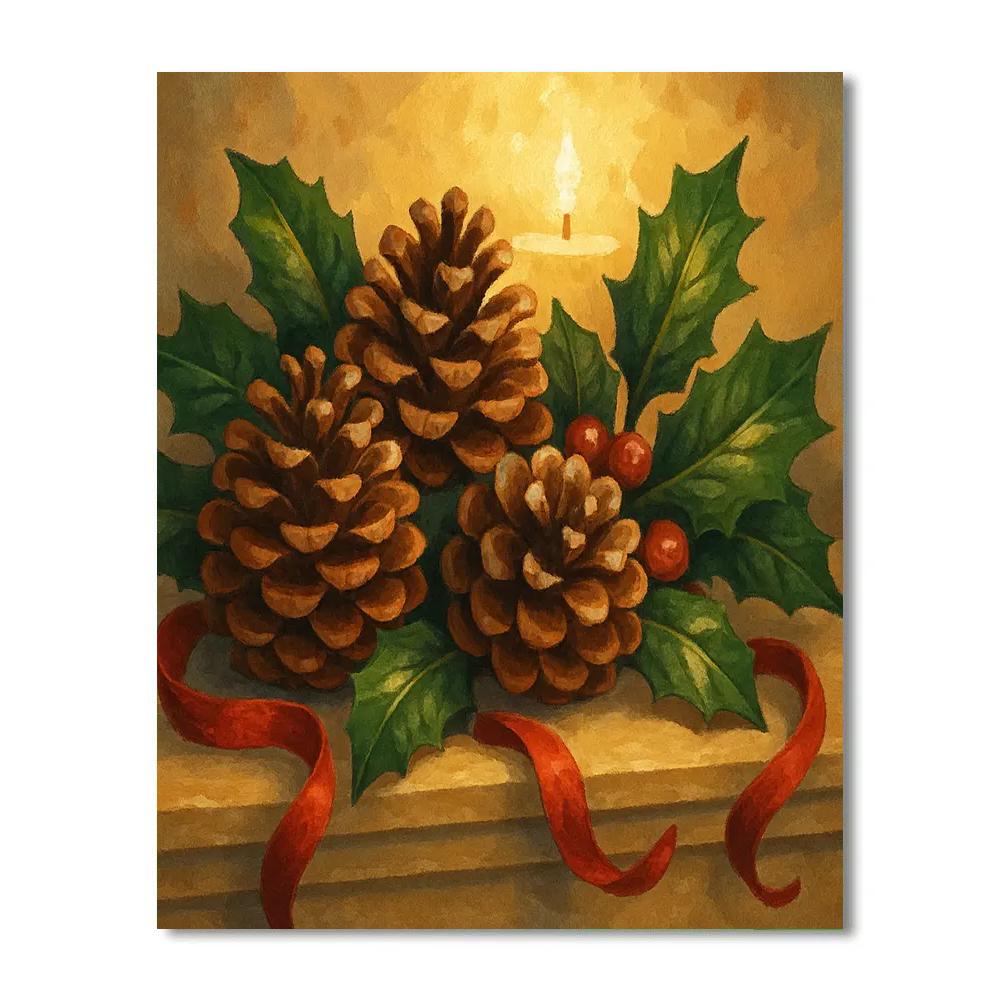 Pinecone And Ribbon Magic Paint by numbers kits