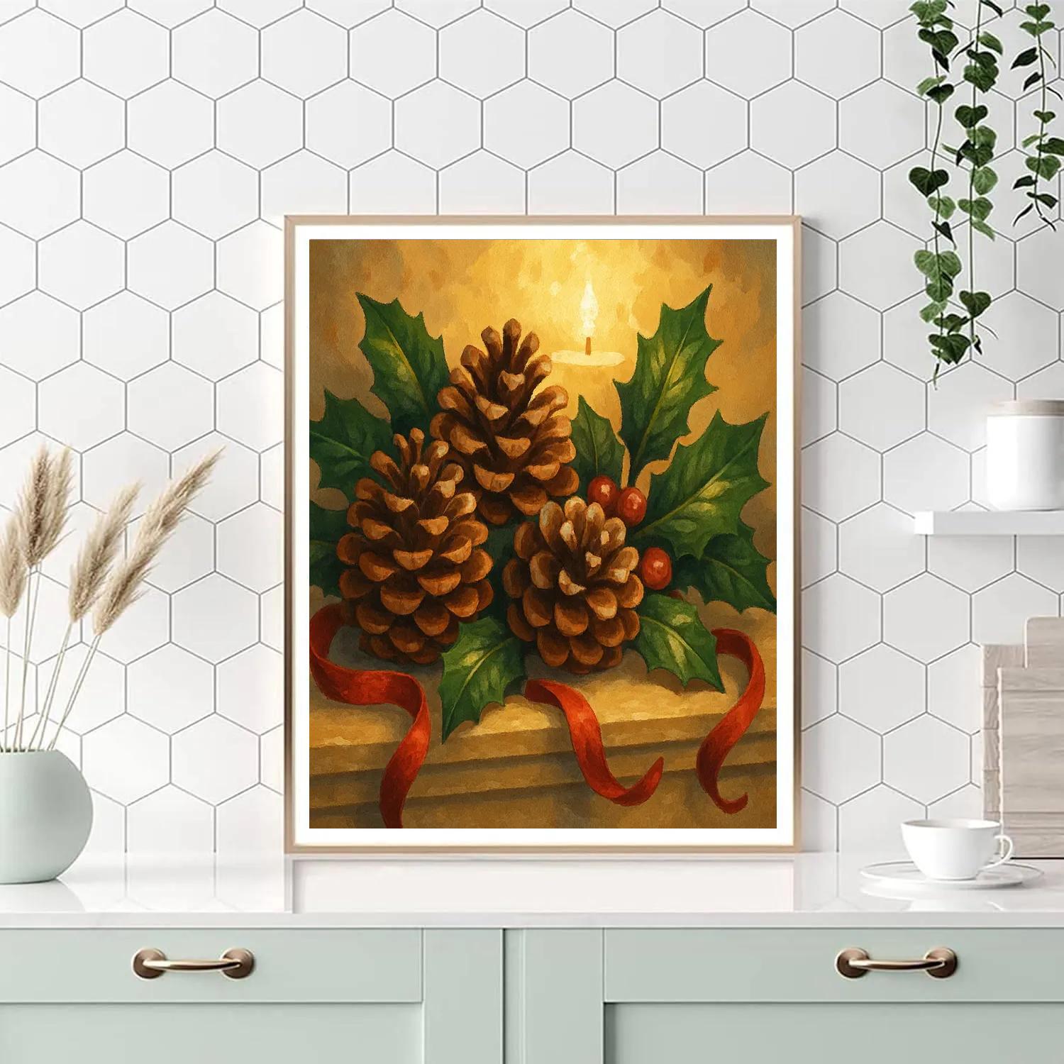 Pinecone And Ribbon Magic Paint by numbers kits