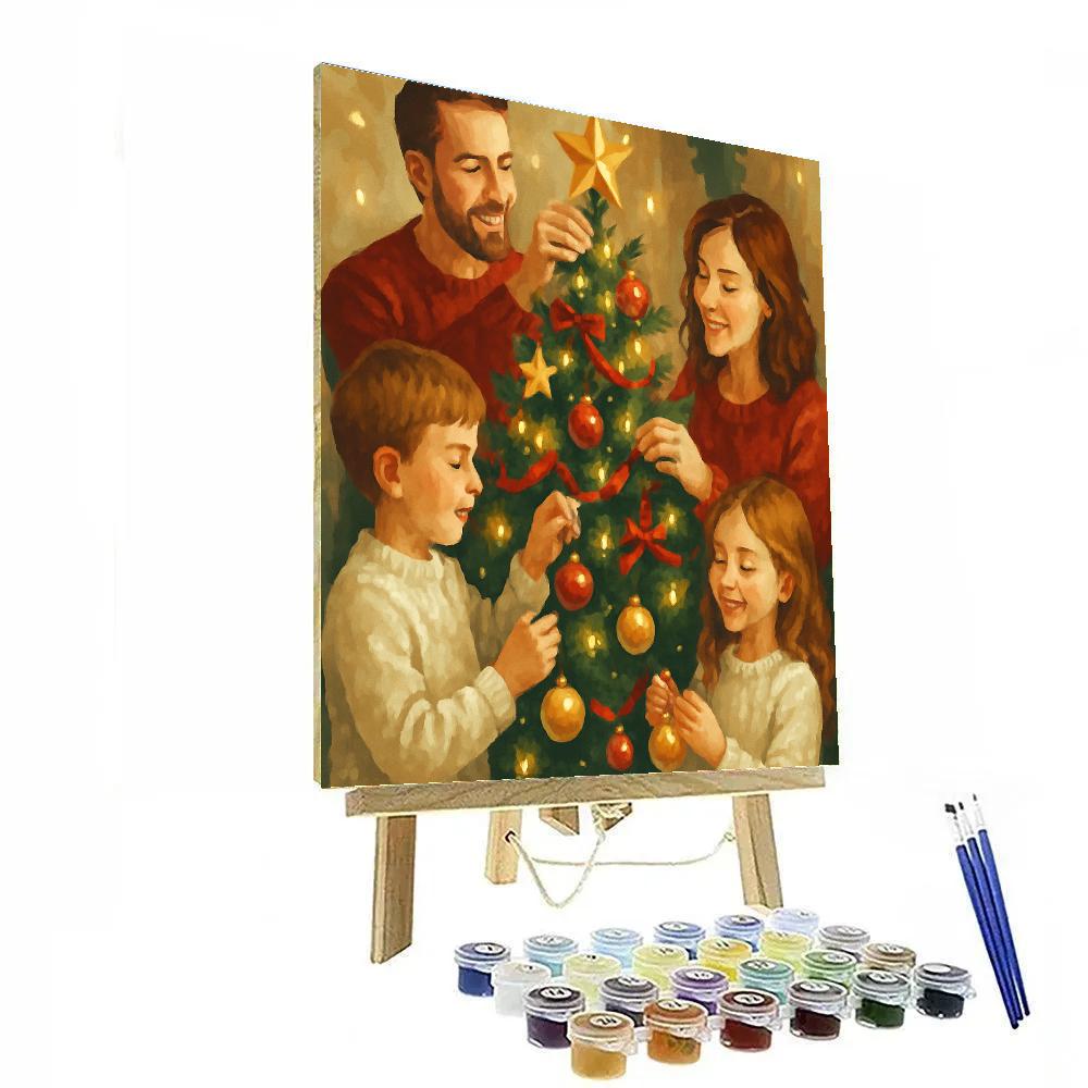 Twinkling Tree Trimming DIY paint by numbers