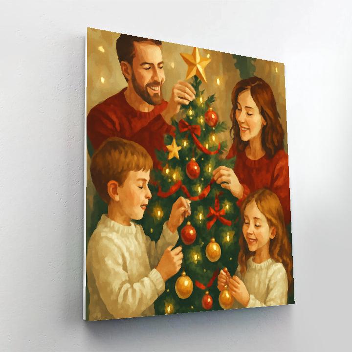 Twinkling Tree Trimming DIY paint by numbers