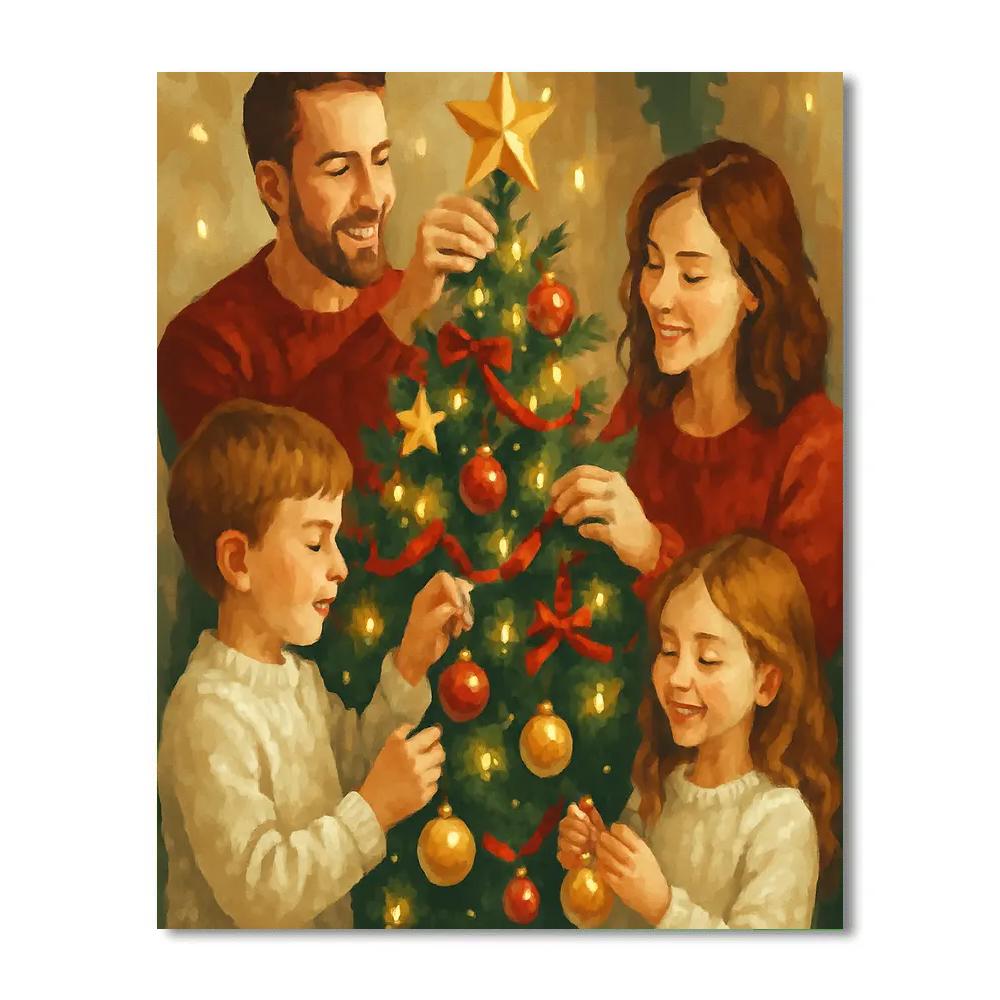 Twinkling Tree Trimming DIY paint by numbers