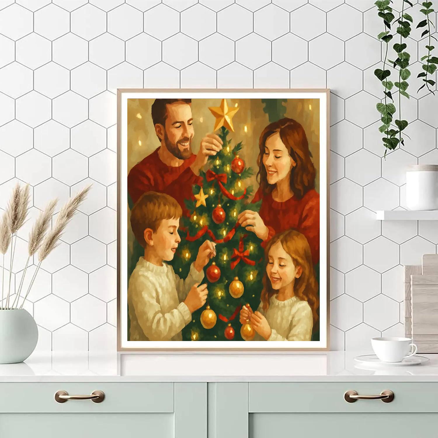Twinkling Tree Trimming DIY paint by numbers