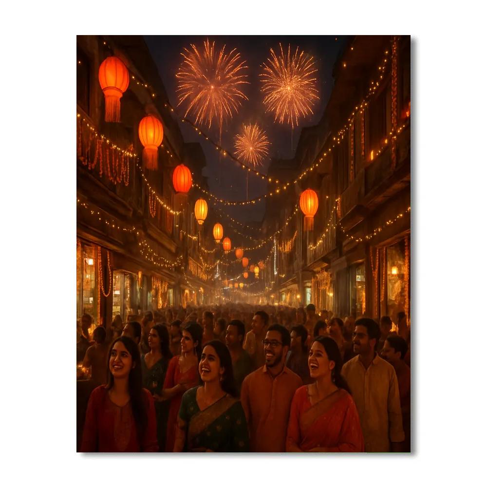 Diwali Lanterns And Fireworks In Delhi DIY paint by numbers