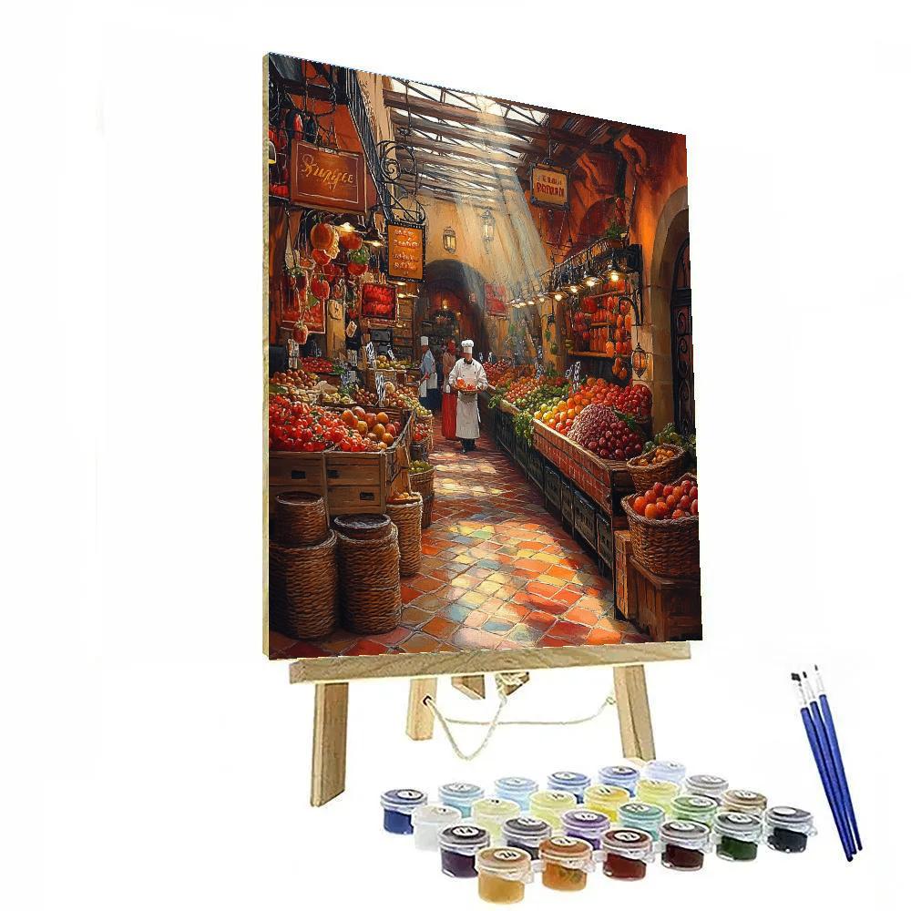 La Boqueria Market Afternoon Glow Barcelona Spain Numbered painting kits