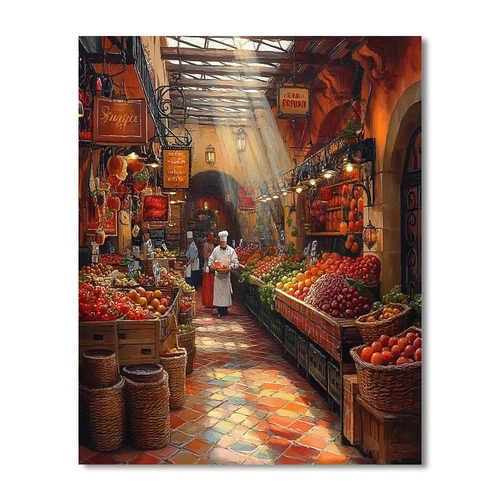 La Boqueria Market Afternoon Glow Barcelona Spain Numbered painting kits