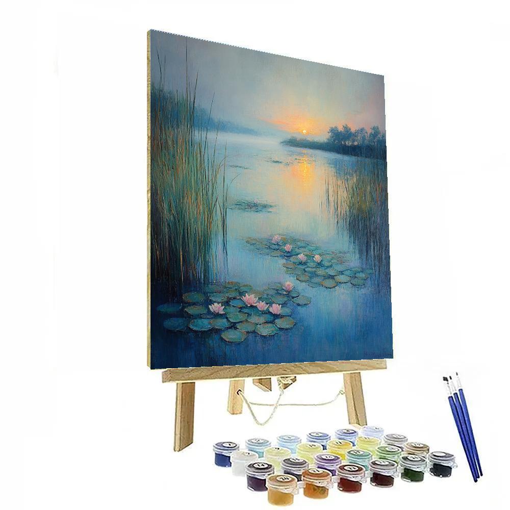 Monet Inspired Misty Lake Dawn paint by color