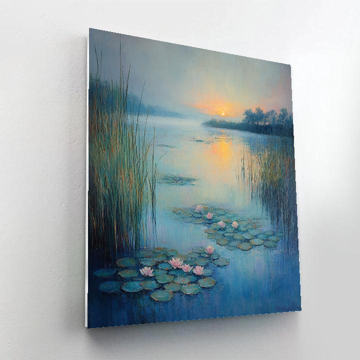 Monet Inspired Misty Lake Dawn paint by color