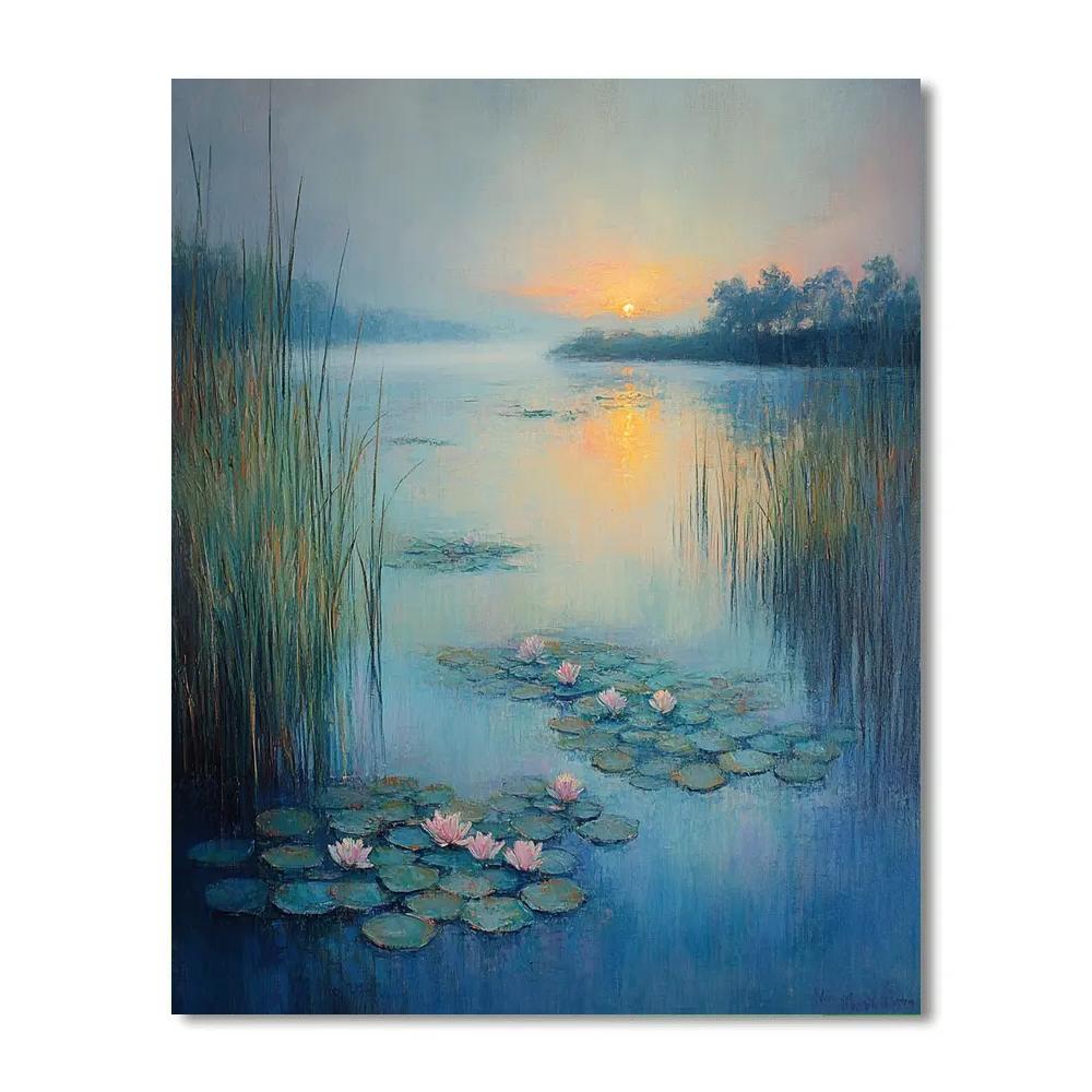 Monet Inspired Misty Lake Dawn paint by color
