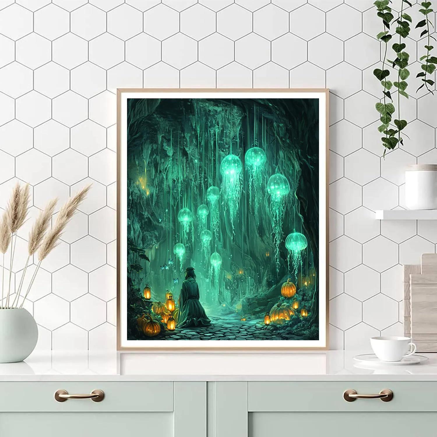 Subterranean Lantern Garden Number painting