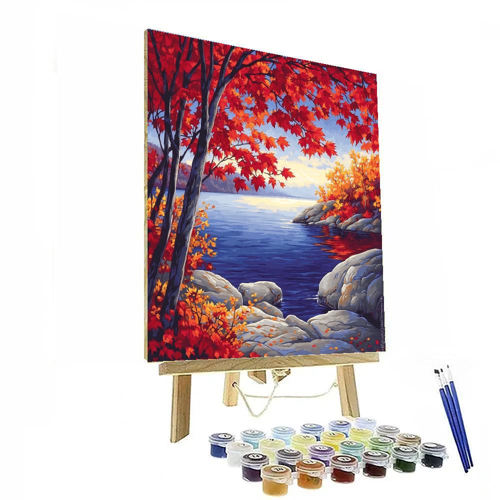 A.Y. Jackson Inspired Red Maple Screen At Sunset Numbered painting kits