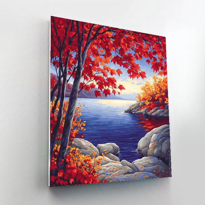 A.Y. Jackson Inspired Red Maple Screen At Sunset Numbered painting kits