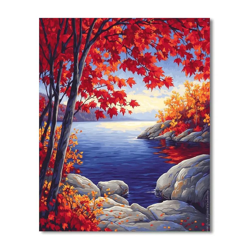 A.Y. Jackson Inspired Red Maple Screen At Sunset Numbered painting kits