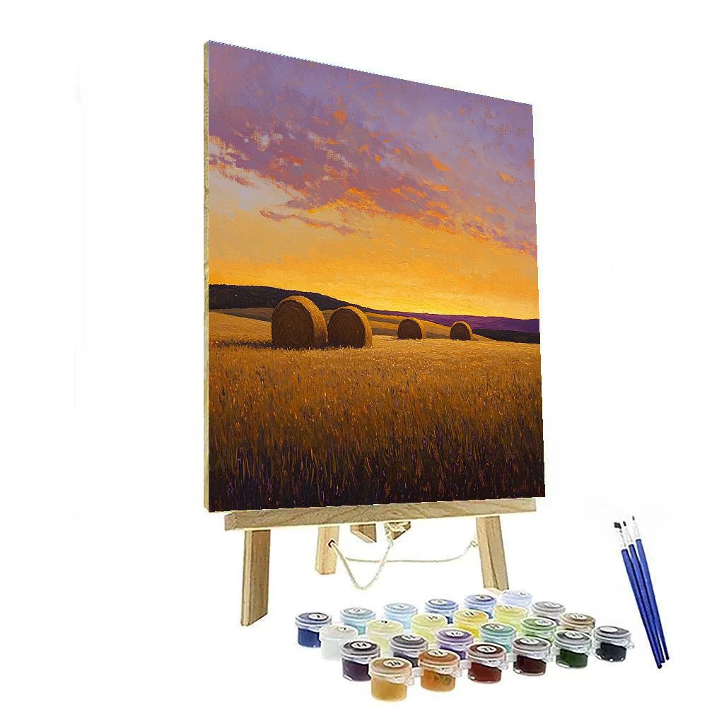 Claude Monet Inspired Haystacks At Twilight Numbered painting kits