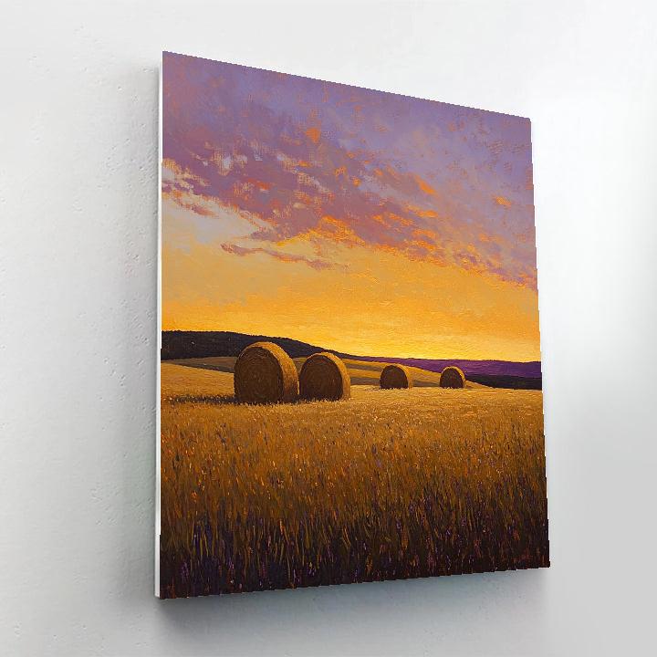 Claude Monet Inspired Haystacks At Twilight Numbered painting kits