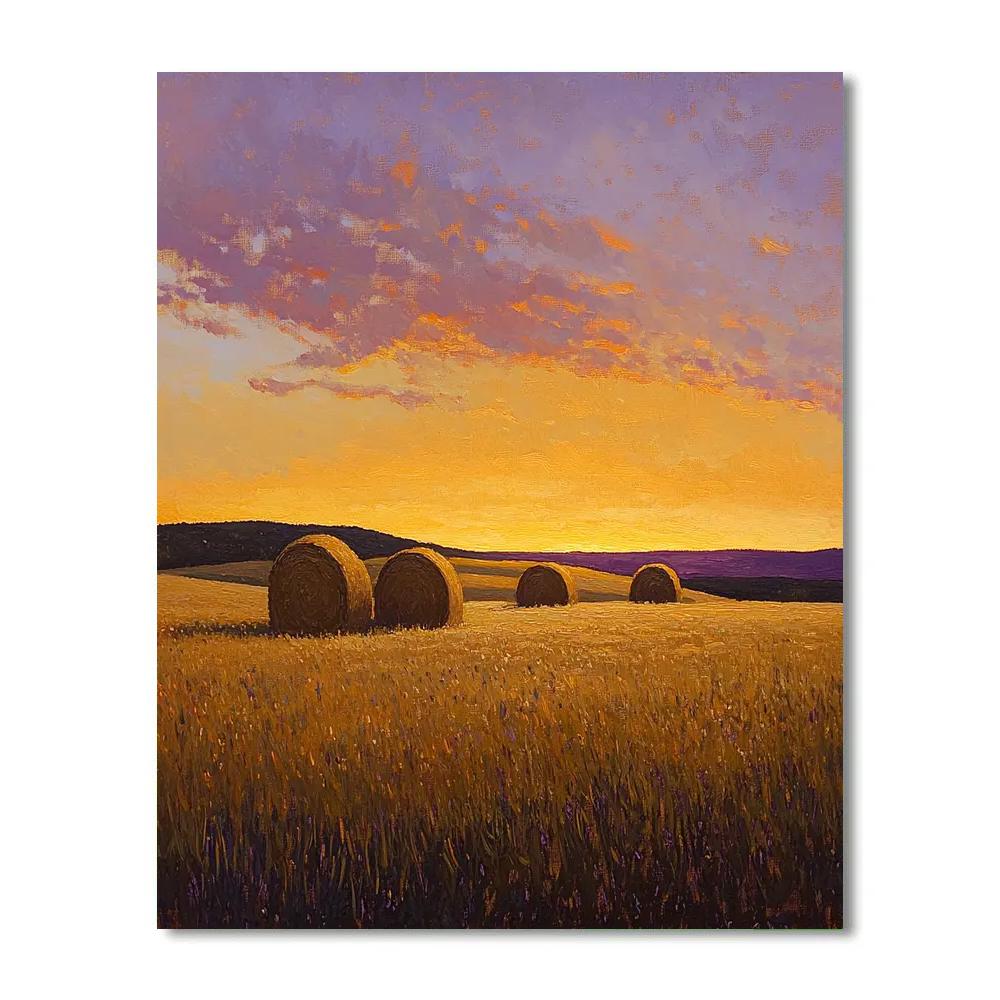 Claude Monet Inspired Haystacks At Twilight Numbered painting kits