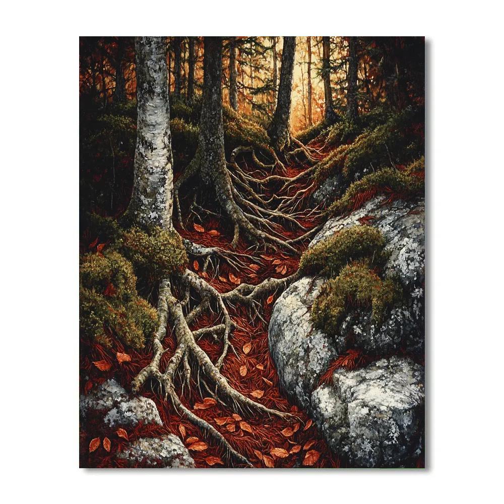 Arthur Lismer Inspired Twisted Roots Of Boreal Undergrowth Painting by numbers kit
