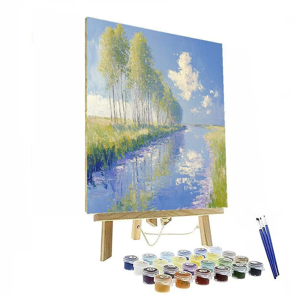Claude Monet Inspired River Poplars Afternoon DIY paint by numbers
