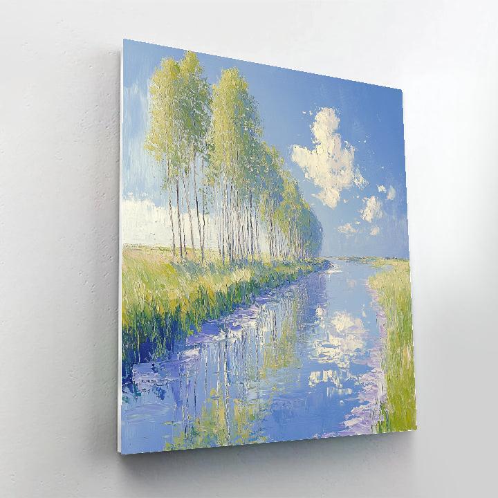 Claude Monet Inspired River Poplars Afternoon DIY paint by numbers