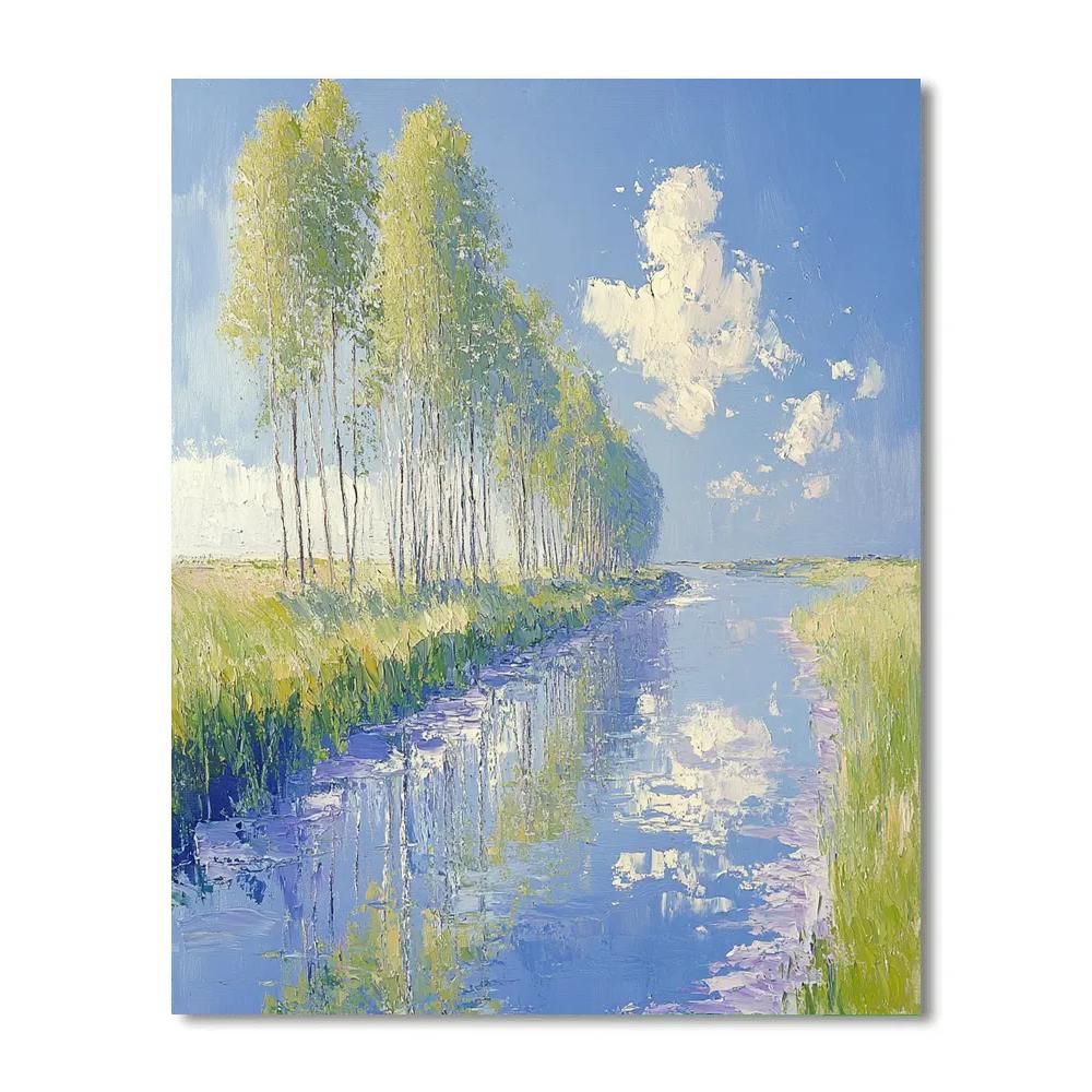 Claude Monet Inspired River Poplars Afternoon DIY paint by numbers