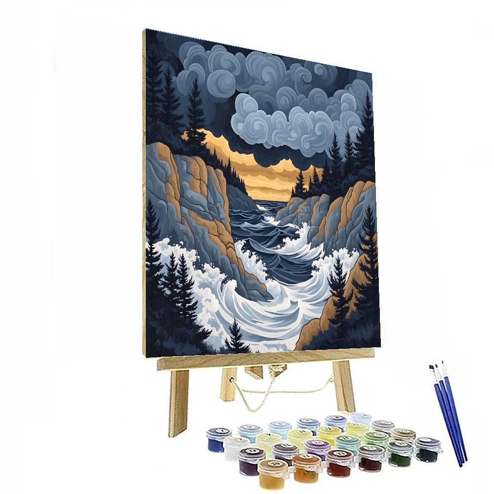 Arthur Lismer Inspired Storm-Swept Rocky Channel At Dusk Painting by numbers kit