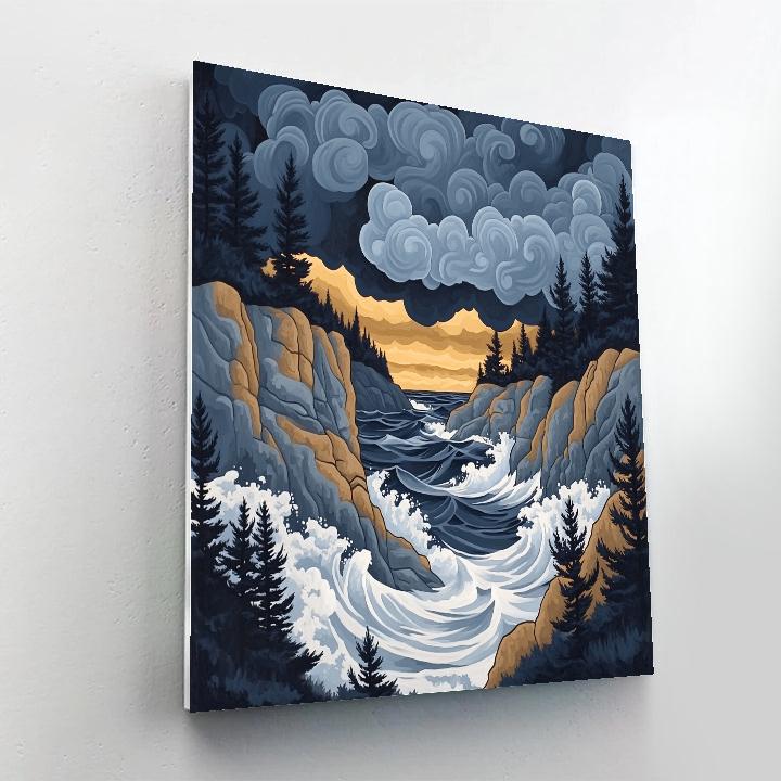 Arthur Lismer Inspired Storm-Swept Rocky Channel At Dusk Painting by numbers kit