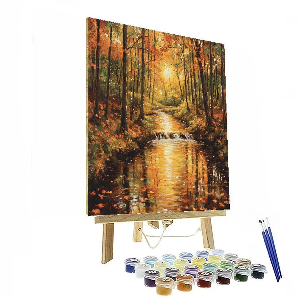 Claude Monet Inspired Autumnal Forest Stream painting number kit