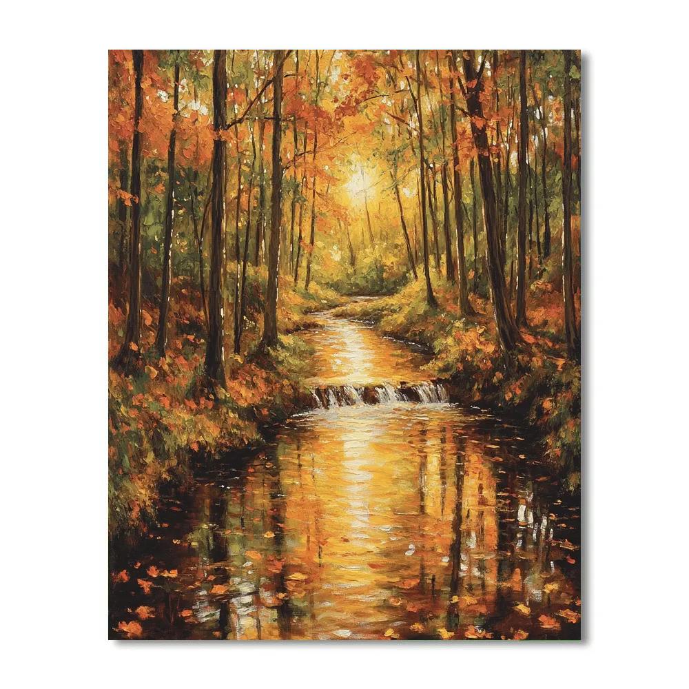 Claude Monet Inspired Autumnal Forest Stream painting number kit