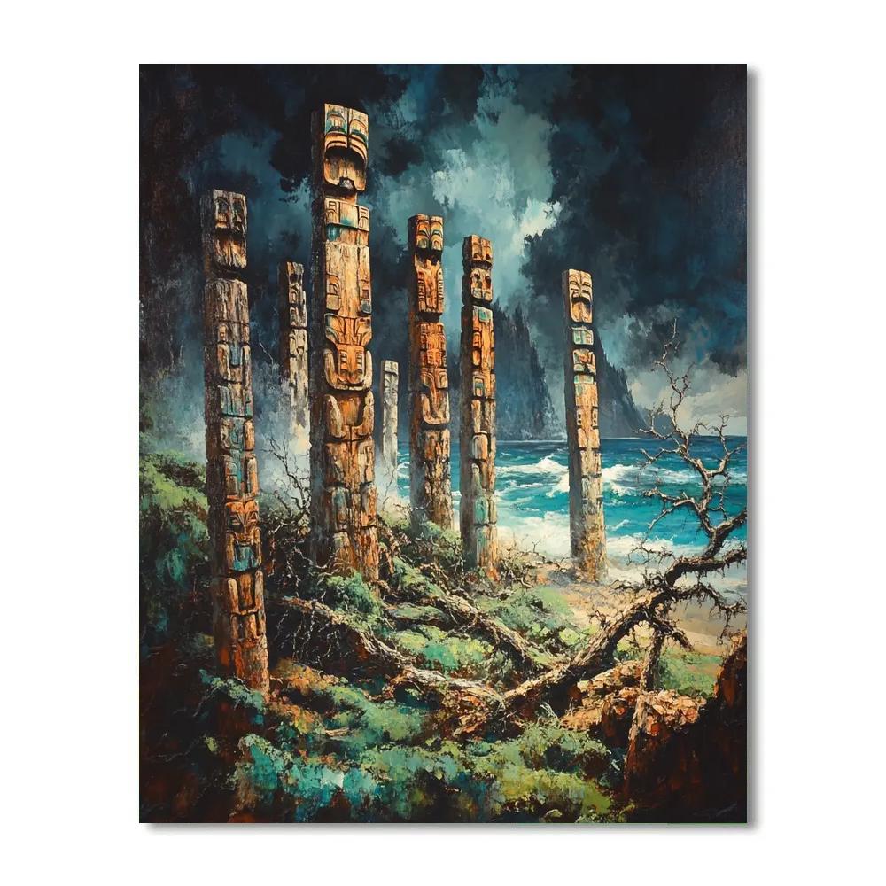 Emily Carr Inspired Totem Grove Echoes Number painting