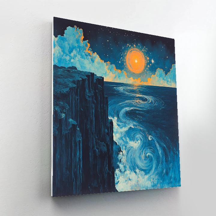 Edvard Munch Inspired Cosmic Tide Over Cliffs paint by number