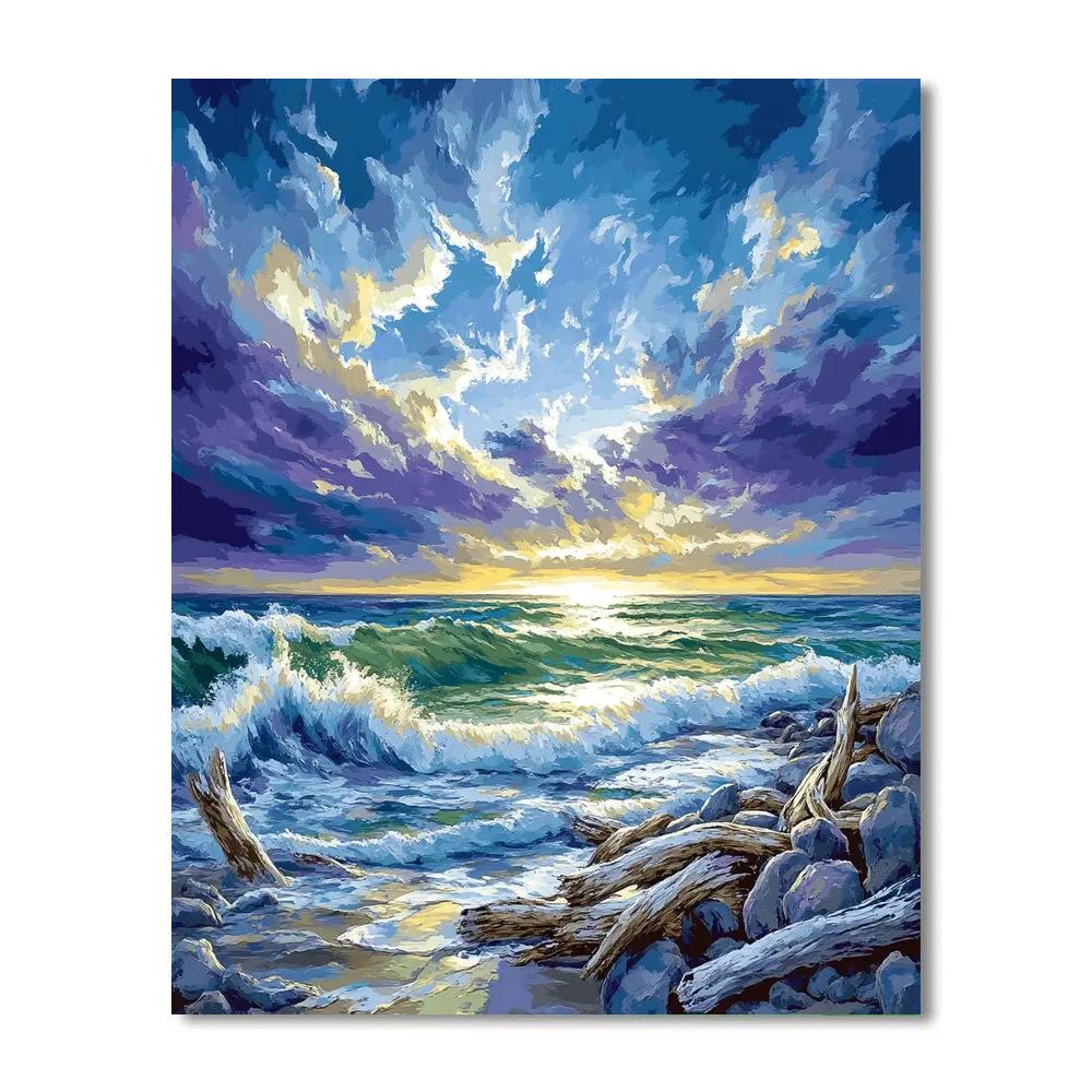 Emily Carr Inspired Storm Over Driftwood Beach DIY paint by numbers
