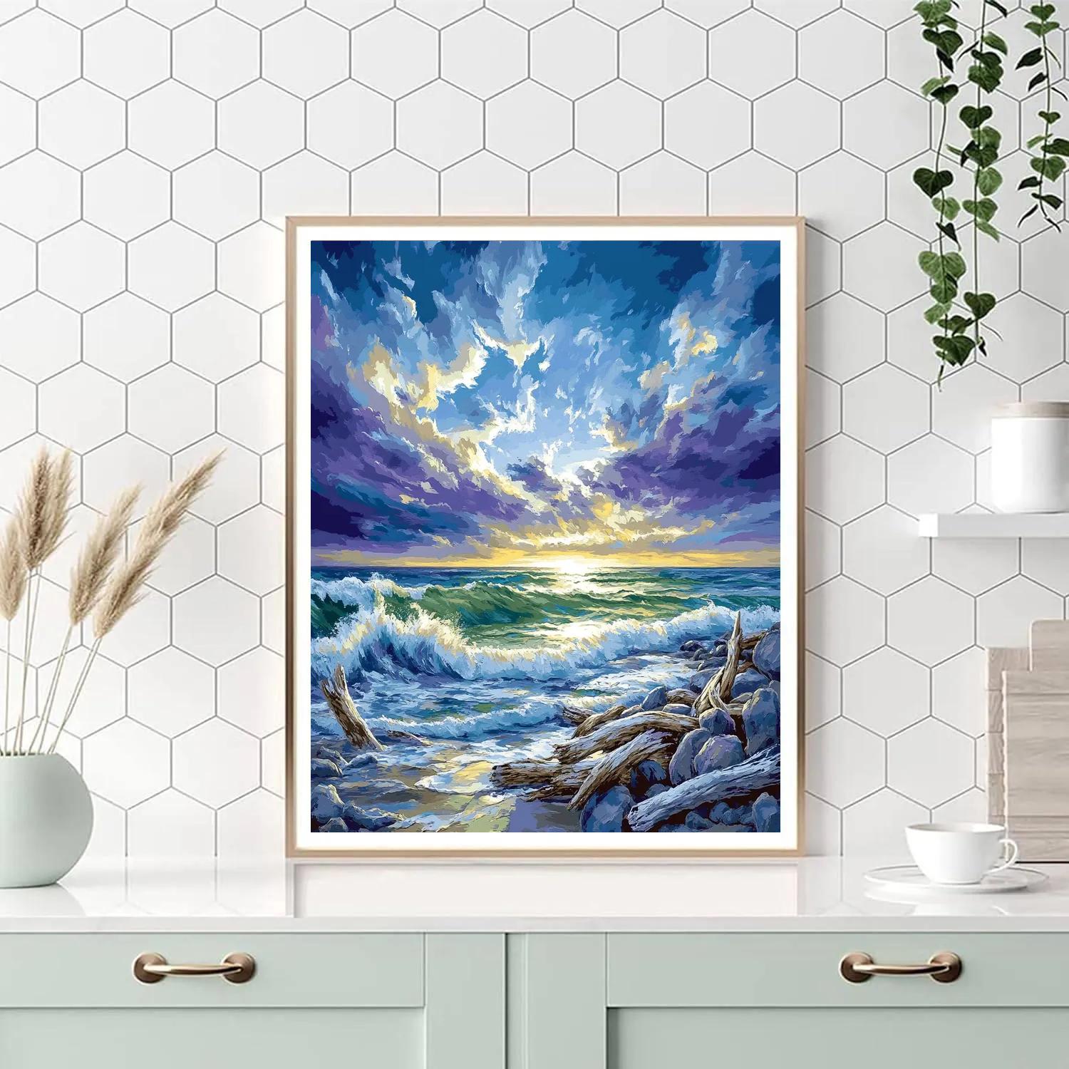 Emily Carr Inspired Storm Over Driftwood Beach DIY paint by numbers