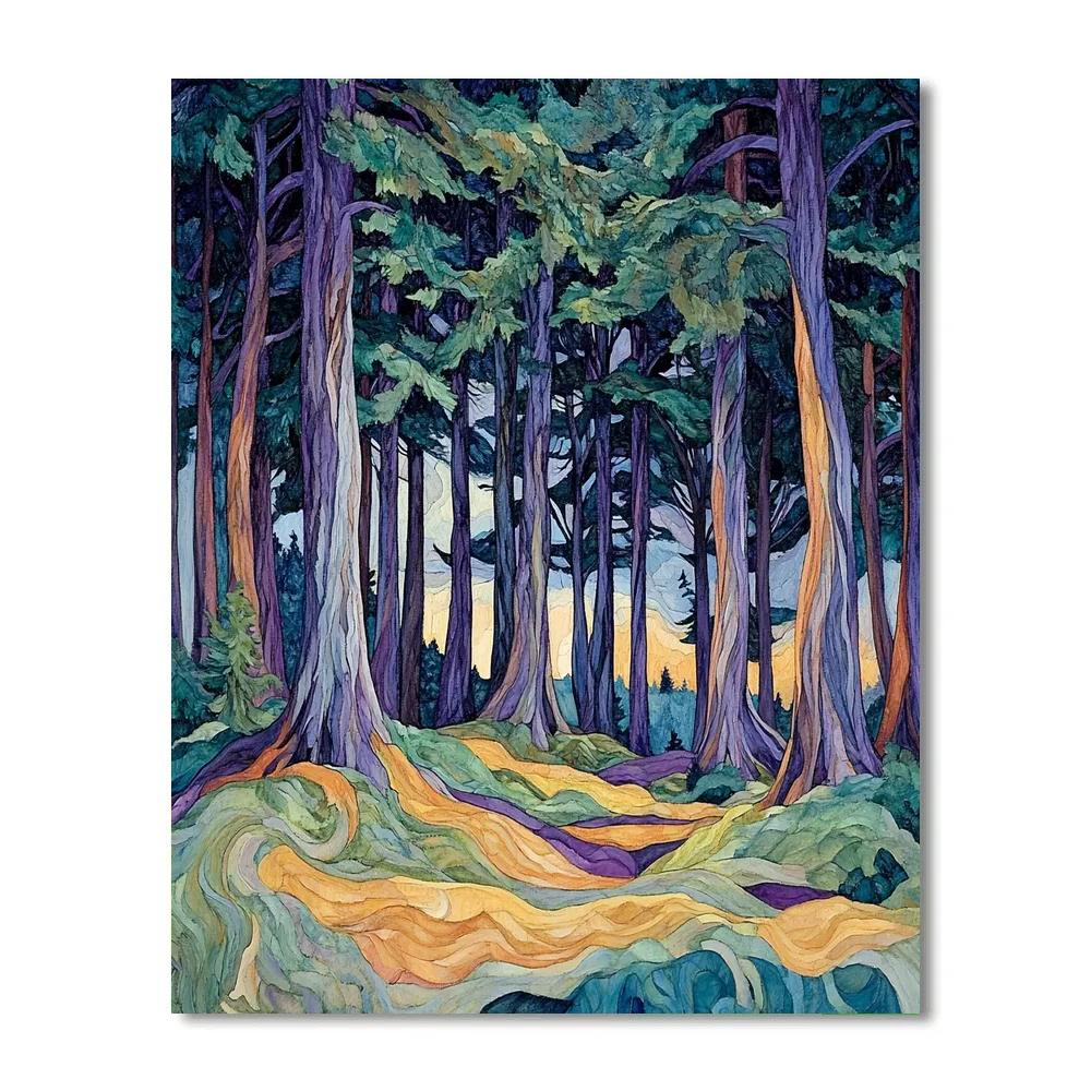 Emily Carr Inspired Twilight Forest Canopy Numbered painting kits