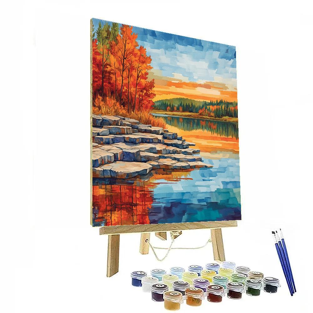 Franklin Carmichael Inspired Autumn Lakeside Reflections paint by number