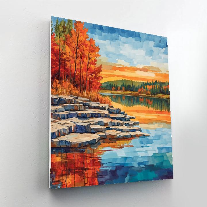 Franklin Carmichael Inspired Autumn Lakeside Reflections paint by number