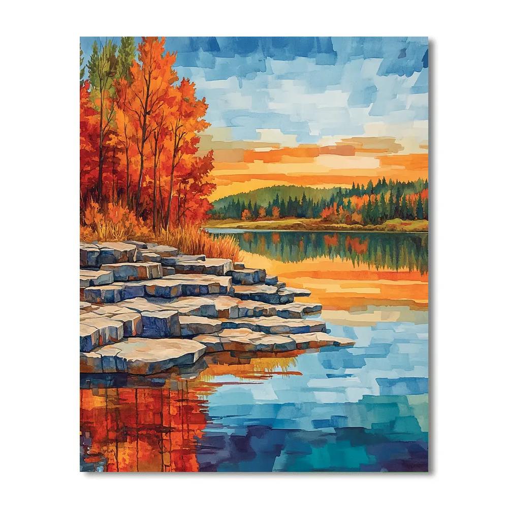 Franklin Carmichael Inspired Autumn Lakeside Reflections paint by number
