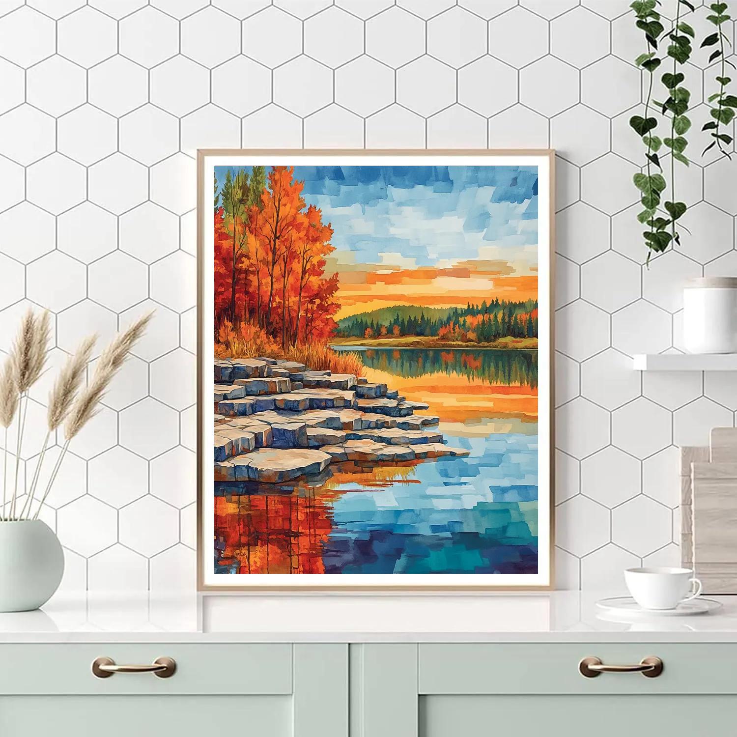 Franklin Carmichael Inspired Autumn Lakeside Reflections paint by number