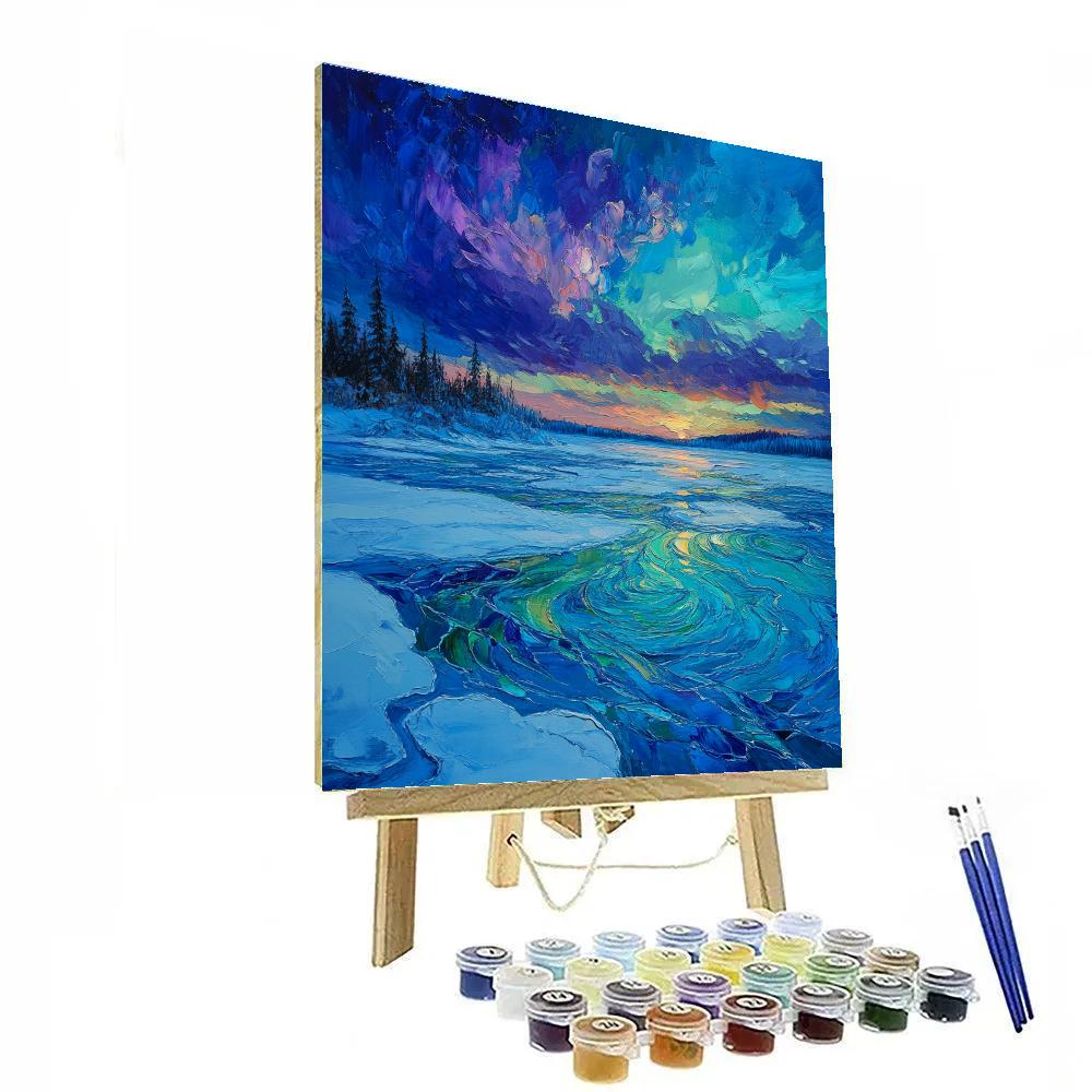 Frederick Varley Inspired Luminous Twilight Over Icy Northern Bay paint by color