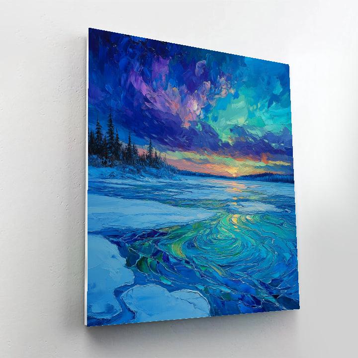 Frederick Varley Inspired Luminous Twilight Over Icy Northern Bay paint by color