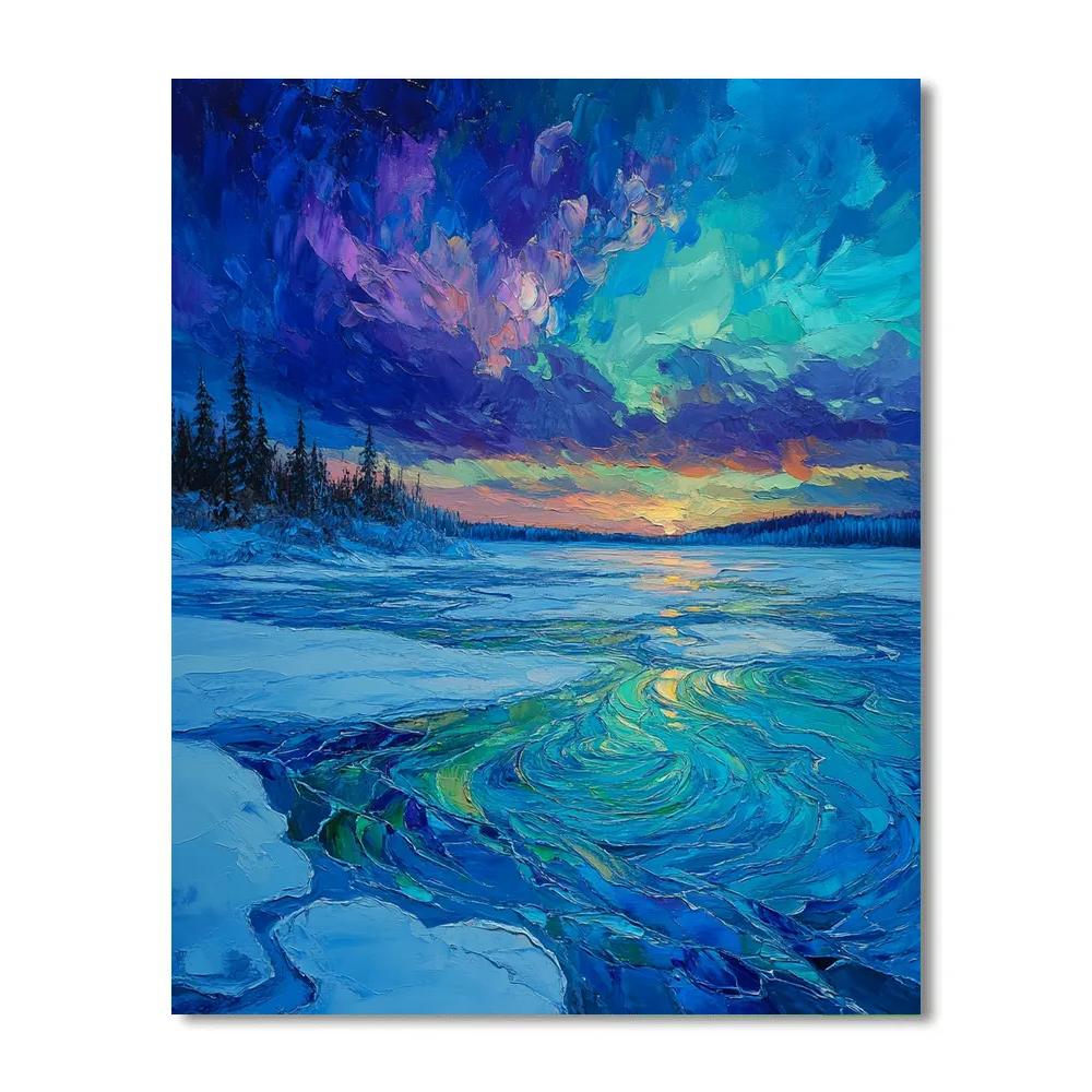 Frederick Varley Inspired Luminous Twilight Over Icy Northern Bay paint by color