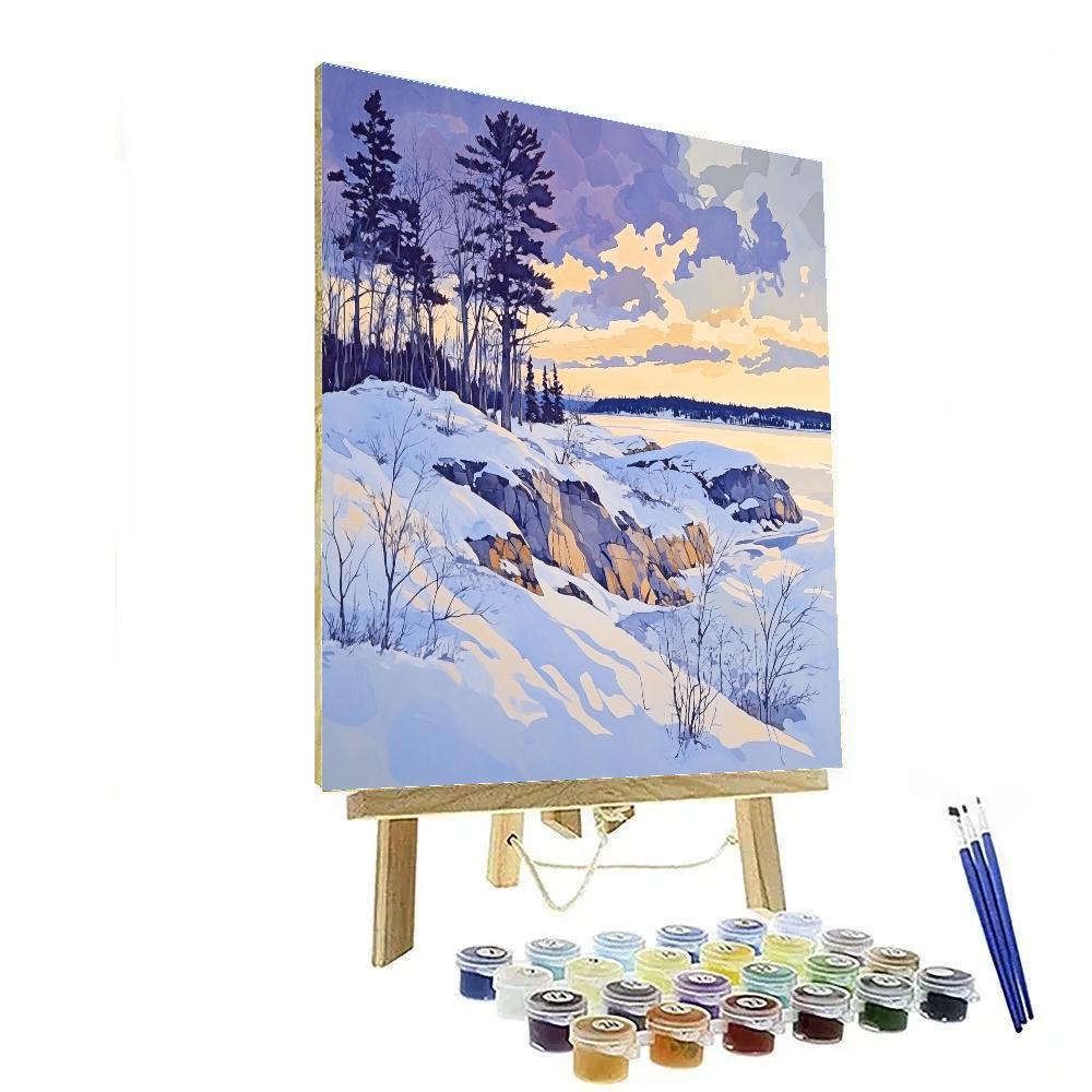 Franklin Carmichael Inspired Winter Light On Shield Rock paint by color