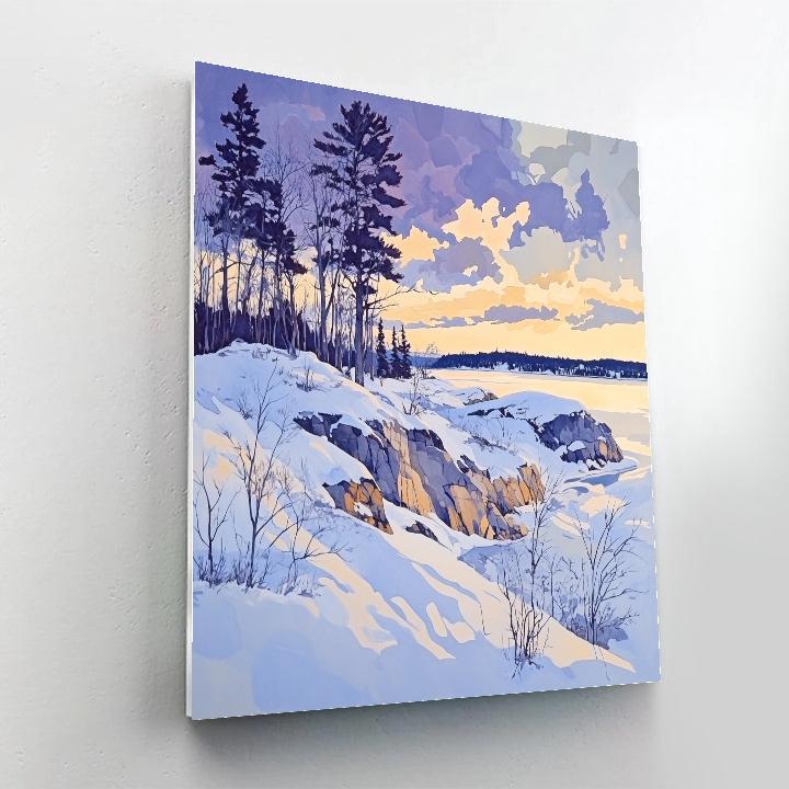 Franklin Carmichael Inspired Winter Light On Shield Rock paint by color