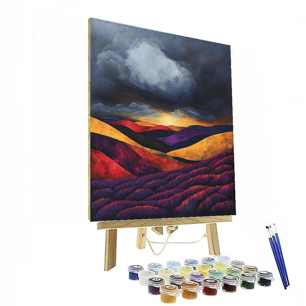 Frederick Varley Inspired Storm Eclipse Over Rolling Heather Hills DIY paint by numbers