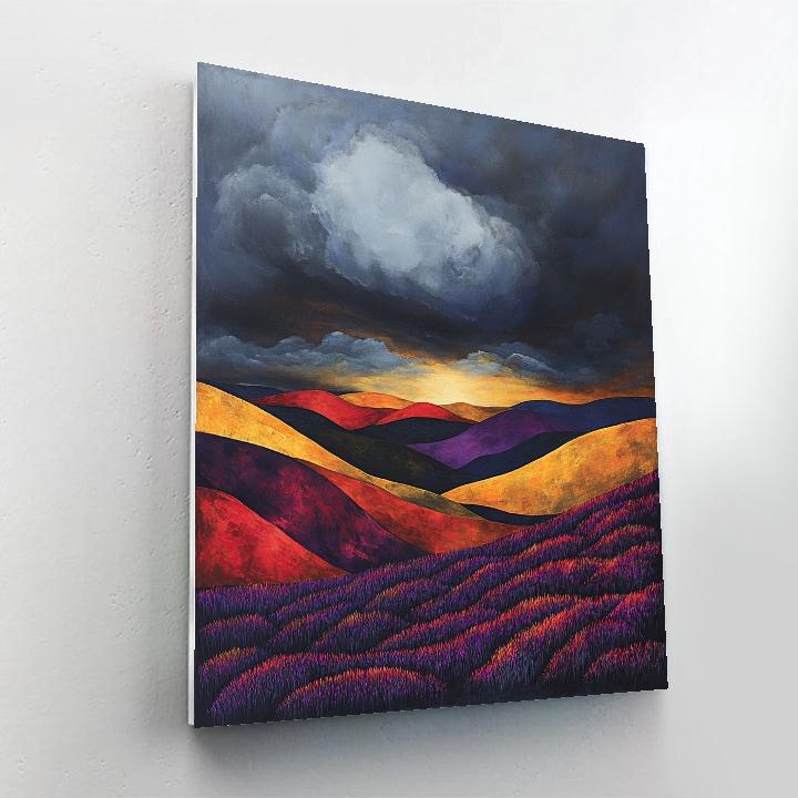 Frederick Varley Inspired Storm Eclipse Over Rolling Heather Hills DIY paint by numbers