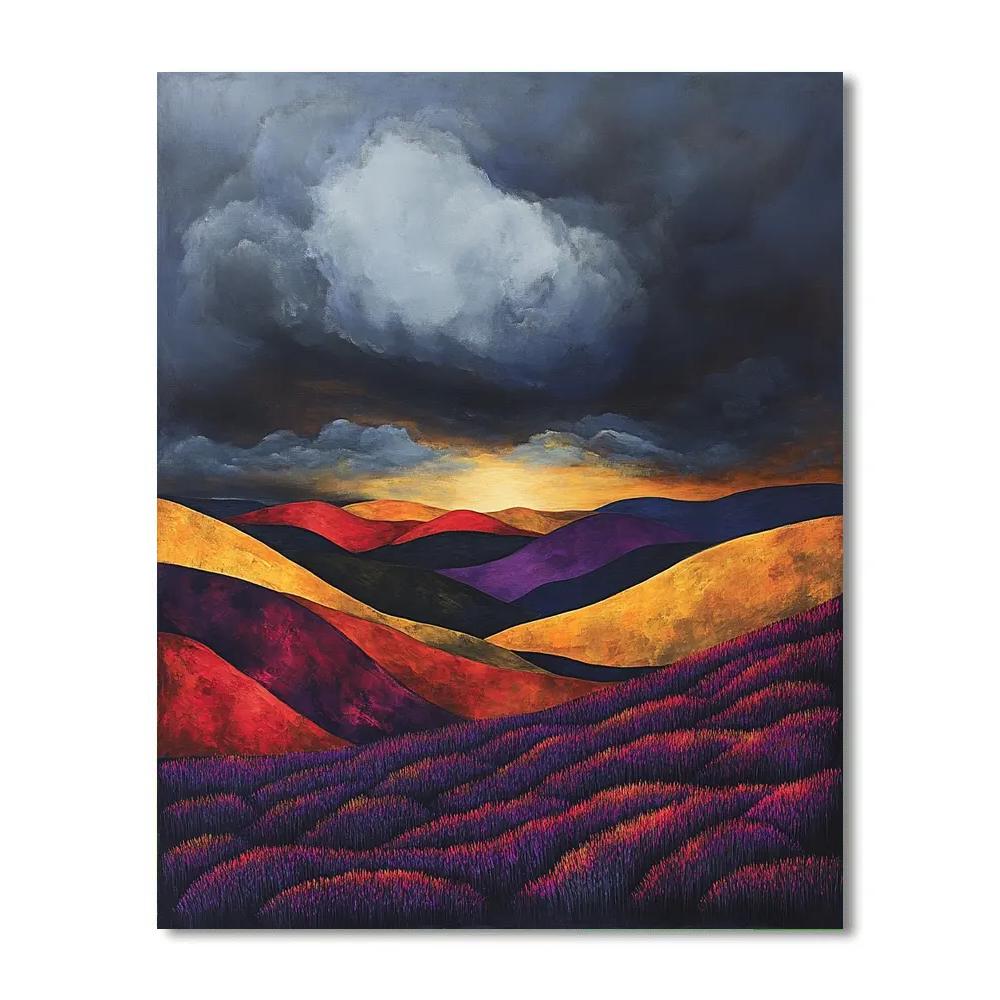 Frederick Varley Inspired Storm Eclipse Over Rolling Heather Hills DIY paint by numbers