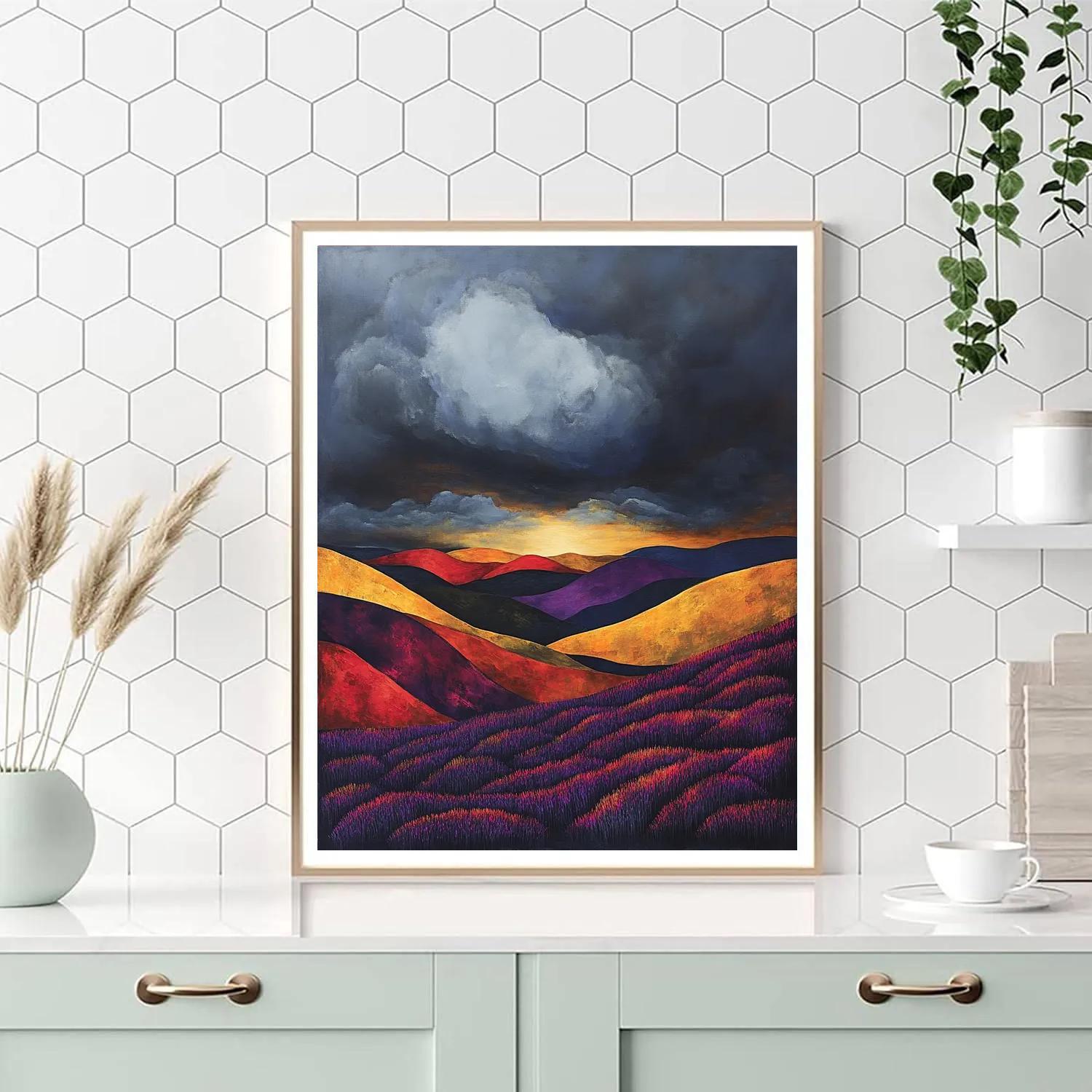 Frederick Varley Inspired Storm Eclipse Over Rolling Heather Hills DIY paint by numbers