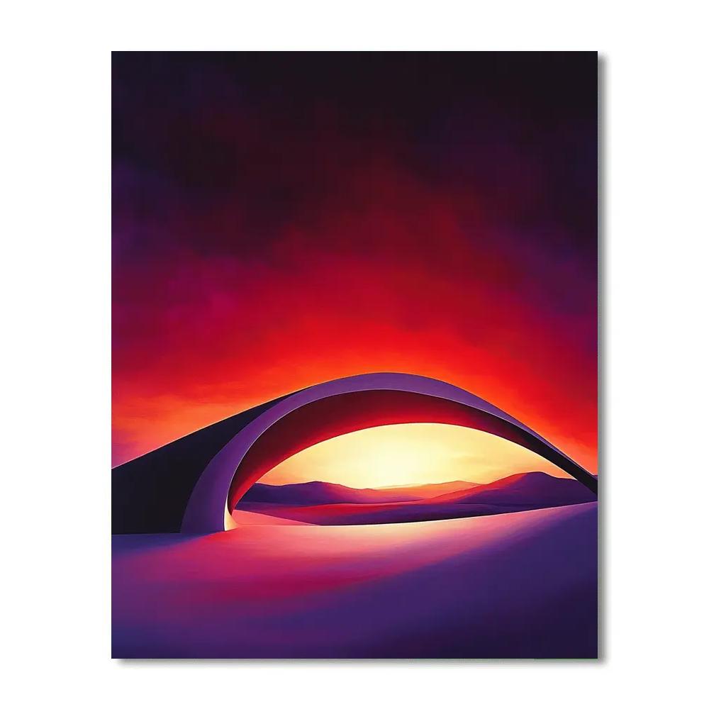 Georgia O Keeffe Inspired Crimson Desert Bone Silhouette painting number kit