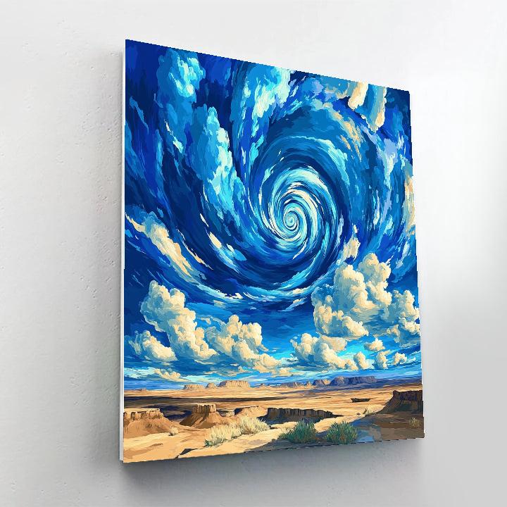Georgia O Keeffe Inspired Cerulean Spiral Cloud Over Mesa Painting by numbers kit